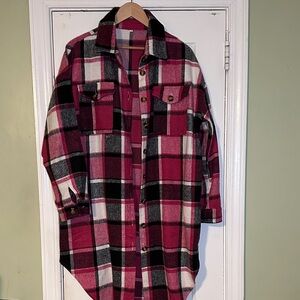 Plaid Button-Up Shirt Jacket